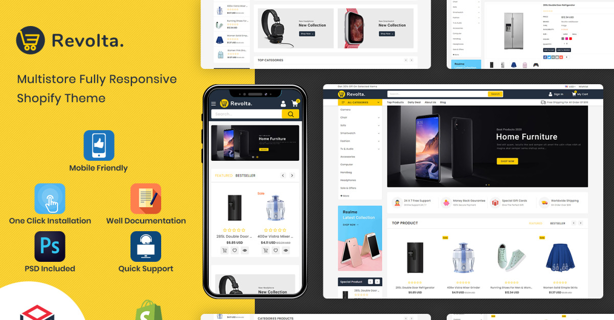 Revolta - Minimal Modern Multistore Shopify Theme