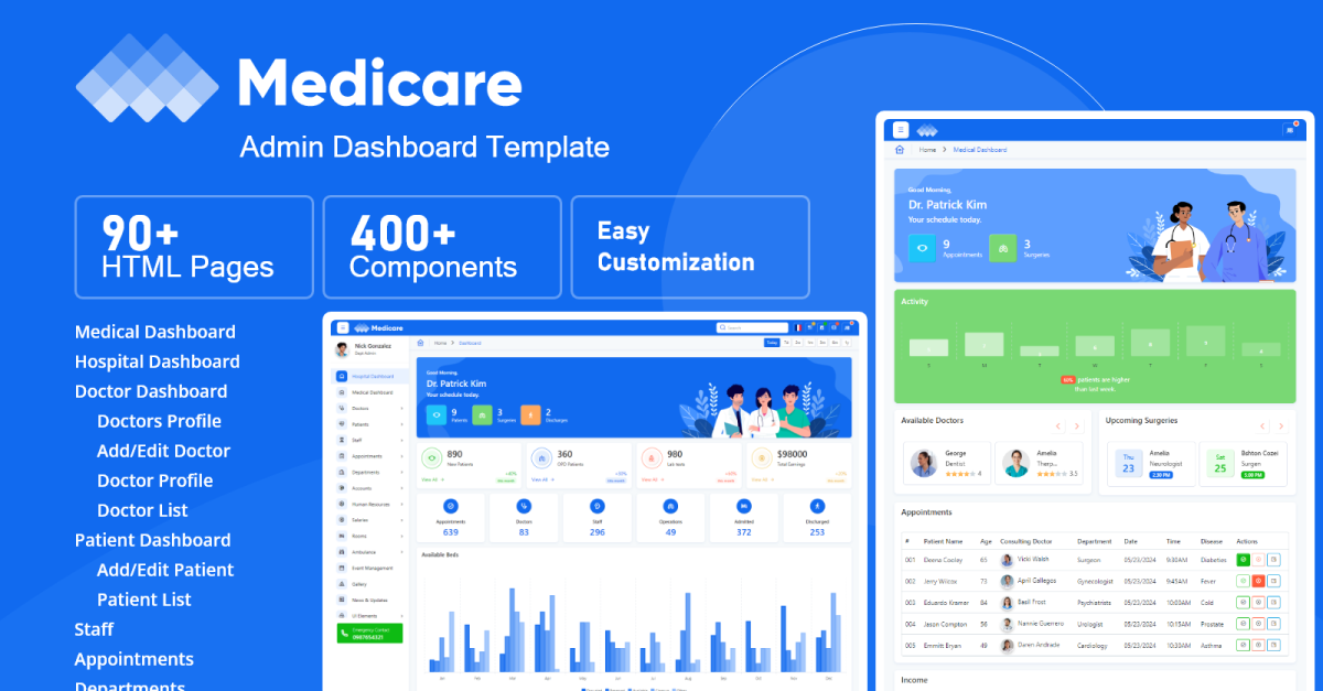 Medicare - Multipurpose Bootstrap 5 Medical Admin Template