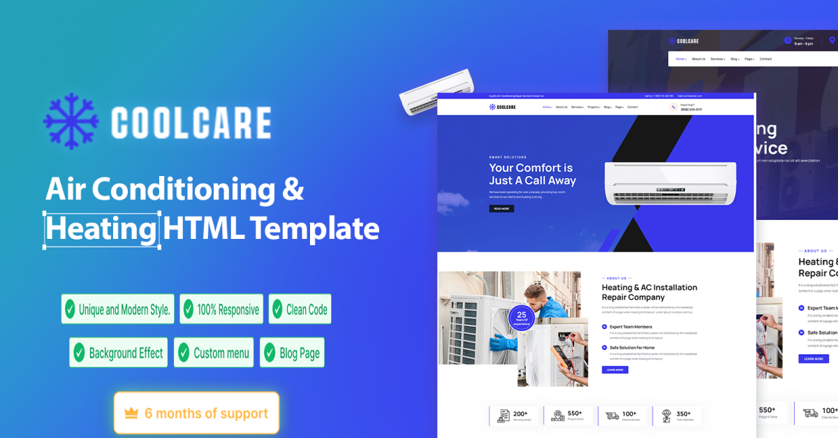 CoolCare - Air Conditioning & Heating HTML Template