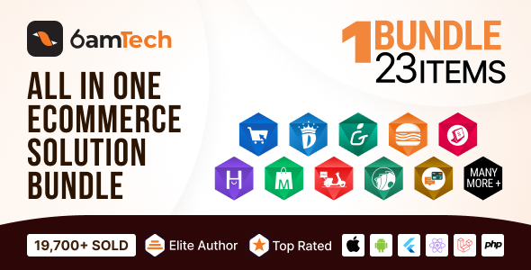 6amTech eCommerce solution bundle - All modules of 6amMart, 6Valley, StackFood, Demandium and more icon