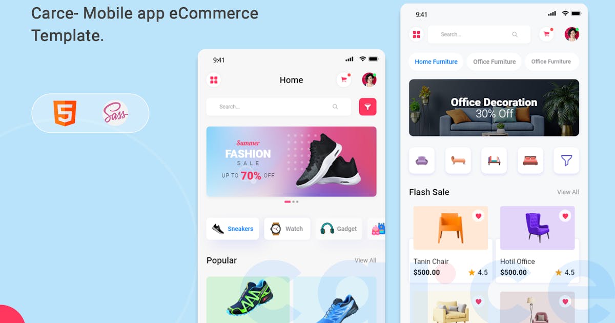 Carce - Mobile app eCommerce Template