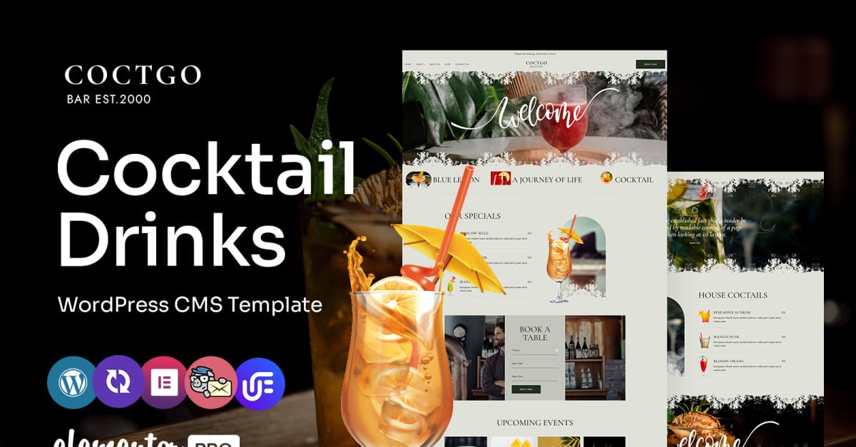 Coctgo - Cocktail Bar Multipurpose WordPress Elementor Theme