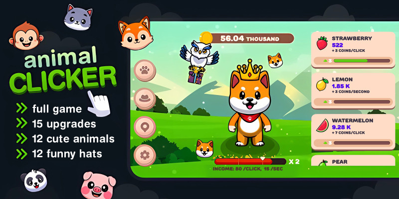 Cute Animals Clicker - Construct 3 by Html5games