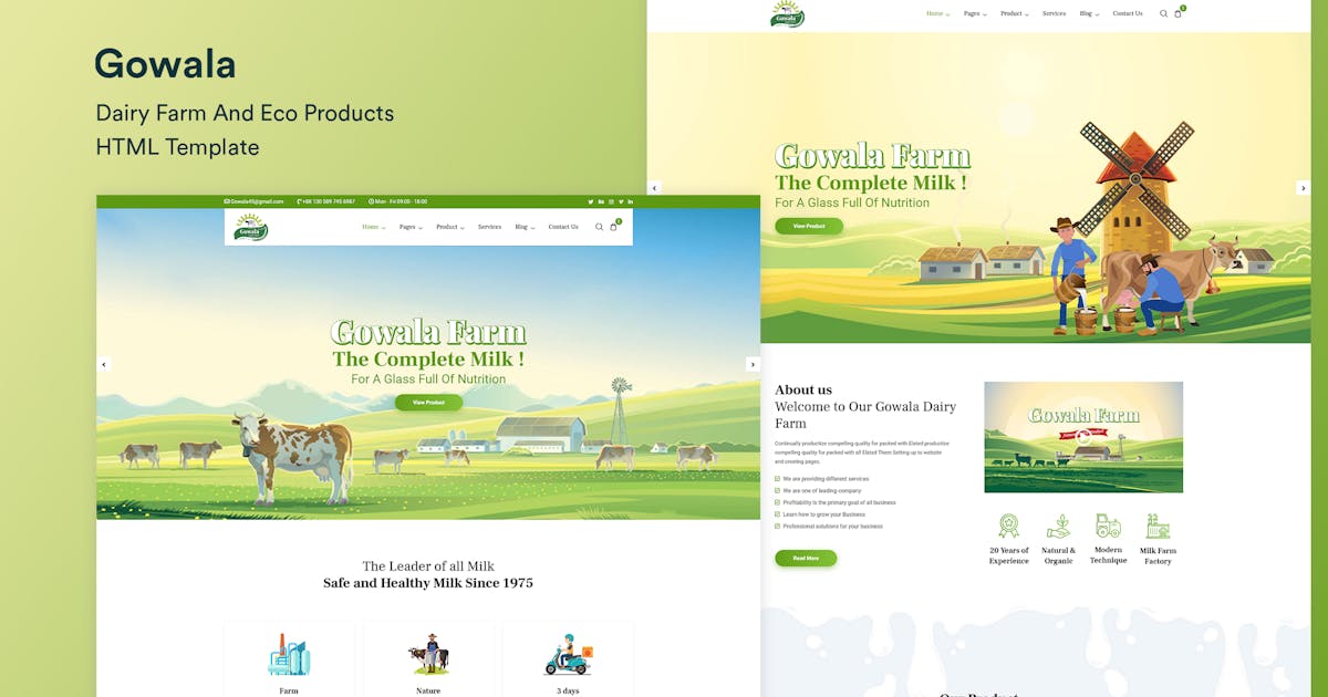 Dairy Farm & Eco Products HTML Template