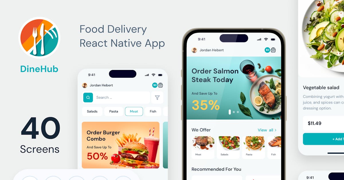 DineHub - Food Delivery App | Expo SDK 49.0.13