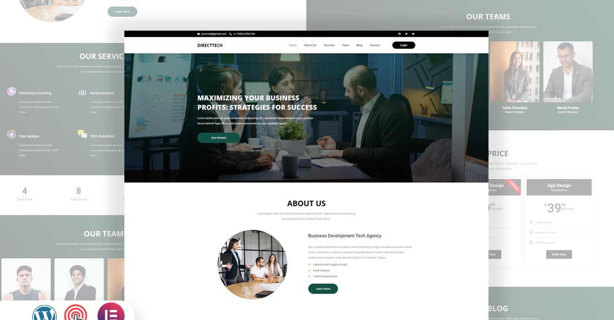 Directtech - Digital Services Agency Elementor WordPress Theme