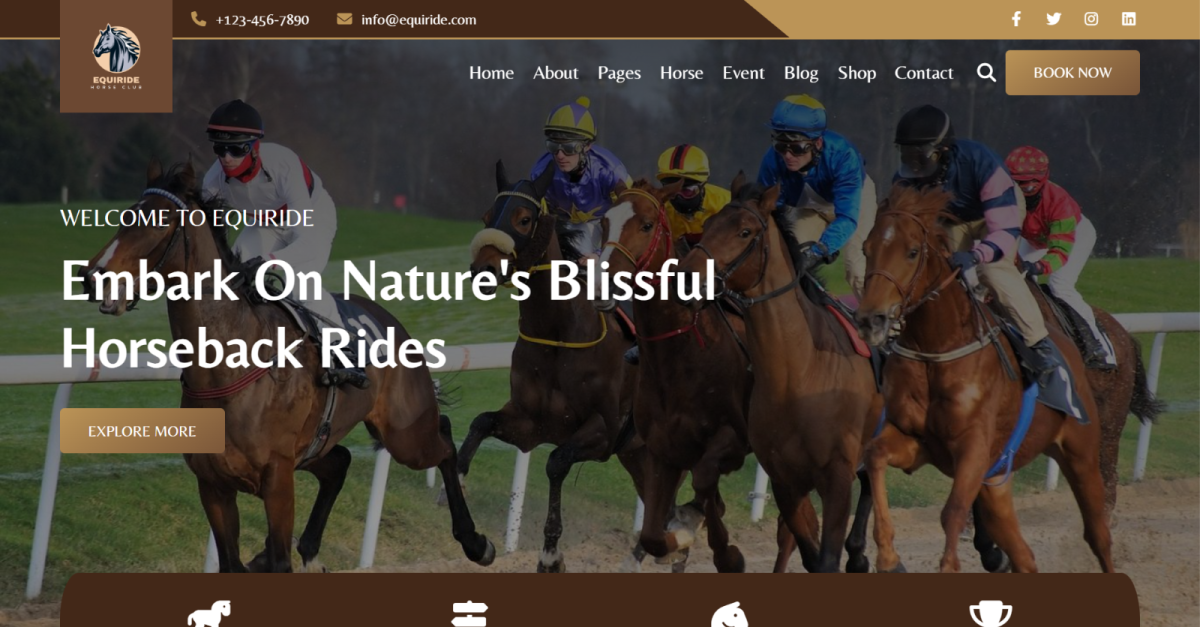 Equiride - Equestrian Club and Horse Riding School HTML5 Website Template