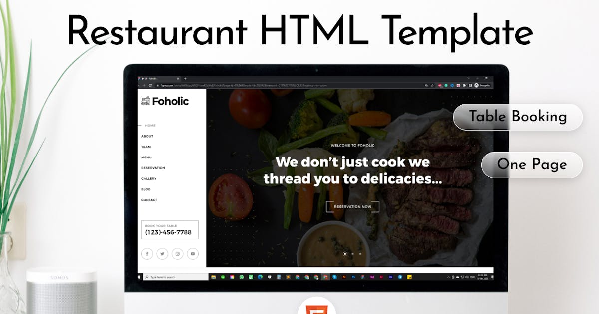 Foholic - One Page Restaurant HTML Template