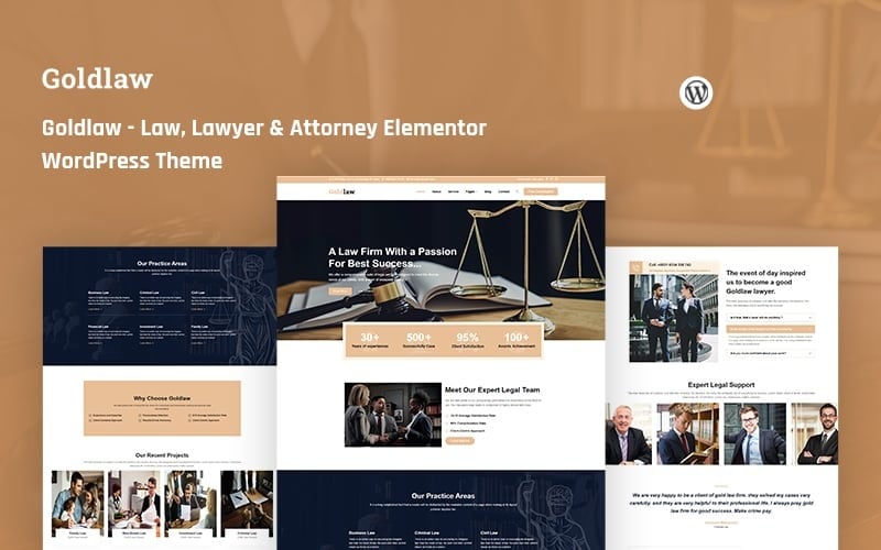 Goldlaw Law, Lawyer & Attorney Elementor WordPress Theme