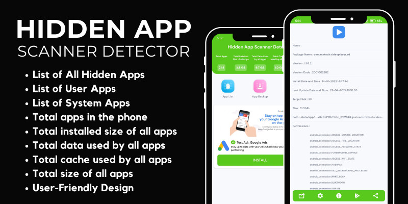 Hidden App Scanner Detector AdMob Ads Android by MJAppsStudio icon