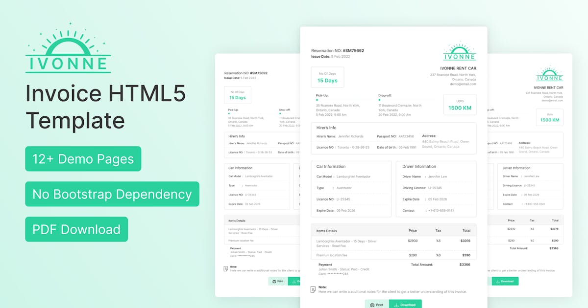 Ivonne - Invoice HTML Template