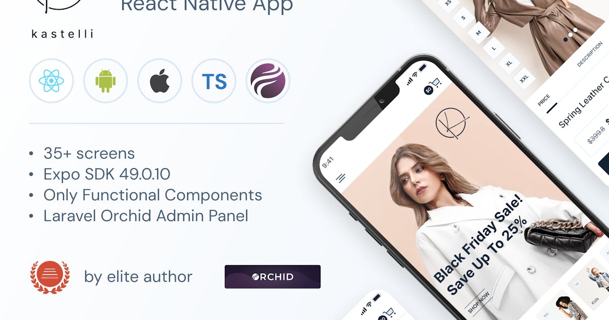 Kastelli - Fashion Store App | Expo SDK 49.0.10