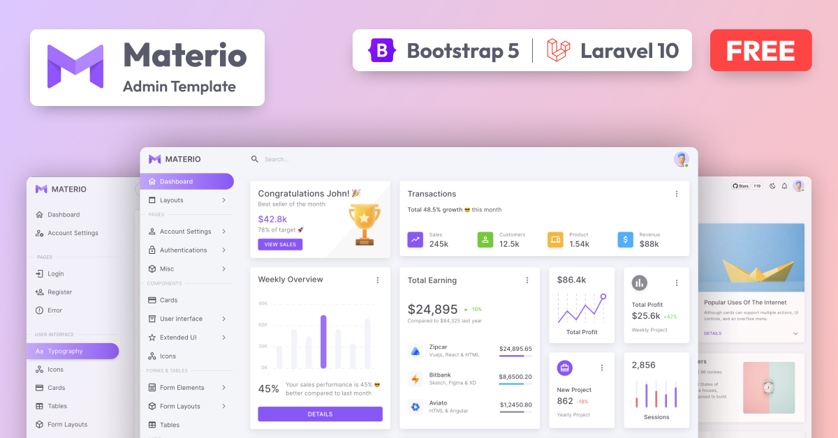Materio Dashboard Free - Laravel 10 icon