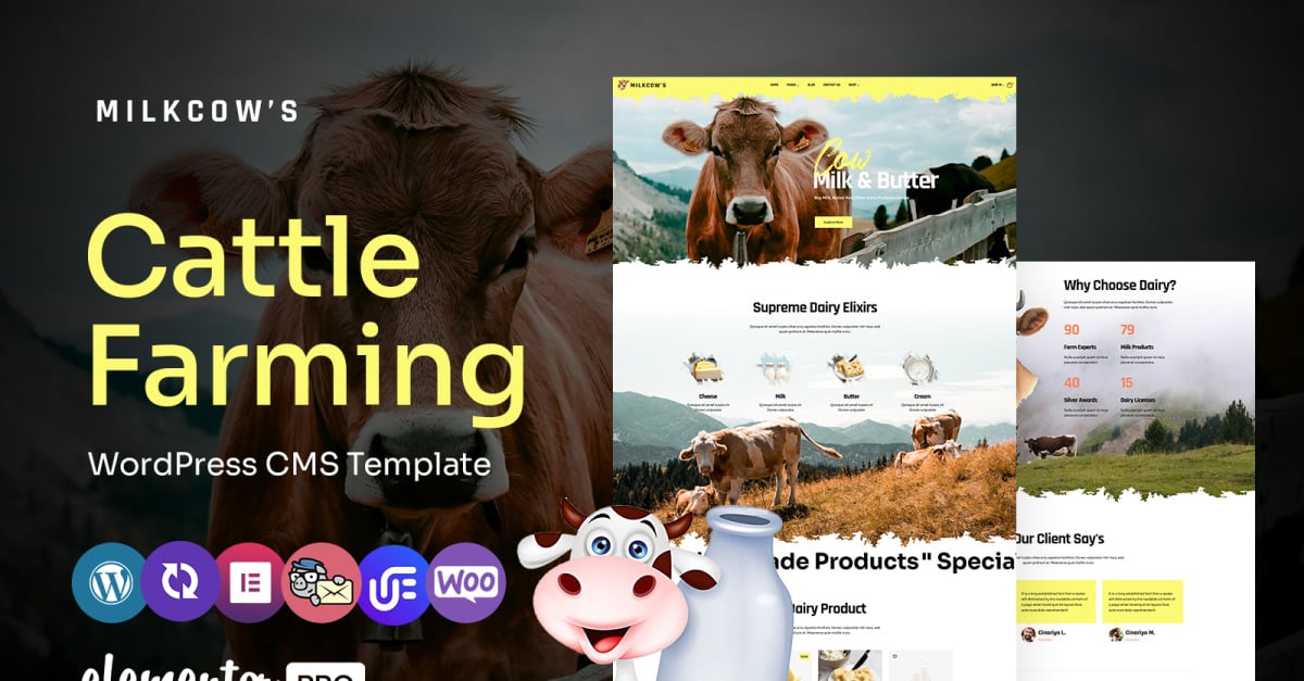 Milkcow - Cattle Farming And Milk Products Multipurpose WordPress Elementor Theme