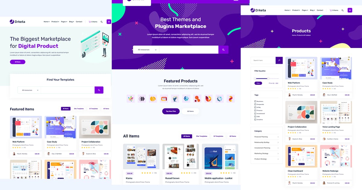 Modern Digital Product Marketplace HTML Template icon