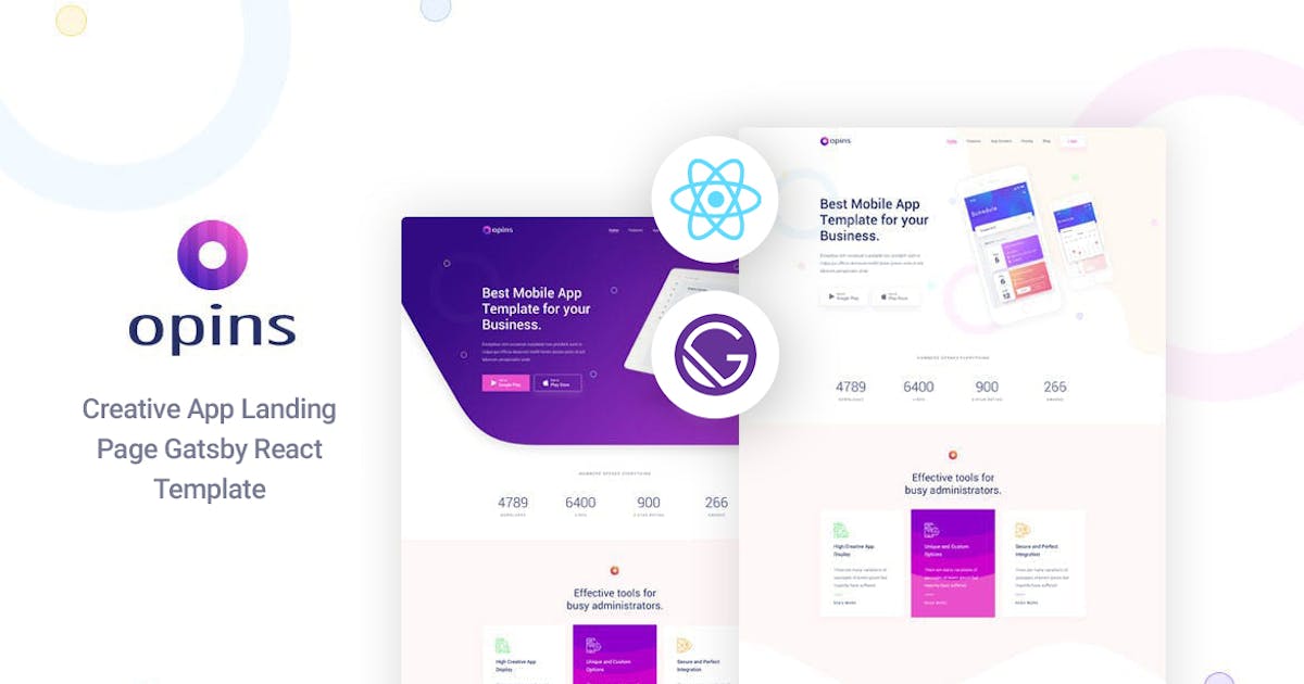 Opins - Gatsby React App Landing Page Template