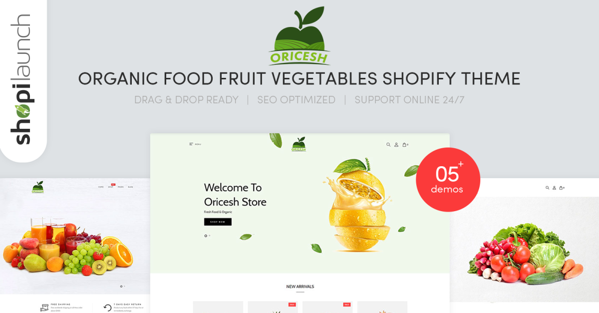 Oricesh - Organic Food Fruit Vegetables Shopify Theme
