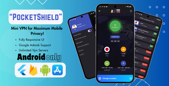 PocketShield VPN v1.0 - Mini VPN for Maximum Mobile Privacy | Flutter & Firebase icon