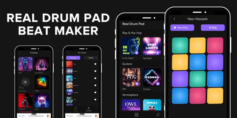 Real Drum Pad Beat Maker with AdMob Ads Android by MJAppsStudio
