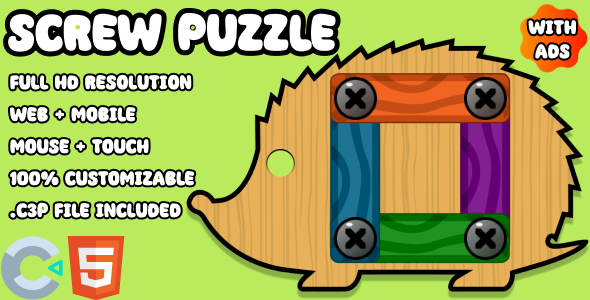 Screw Puzzle - Wood Bolts and Nuts. HTML5 Game (Construct 3). Web and Mobile ready icon