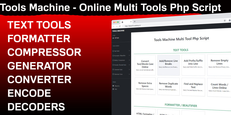Tools Machine - Online Multi Tools Php Script by Codehap