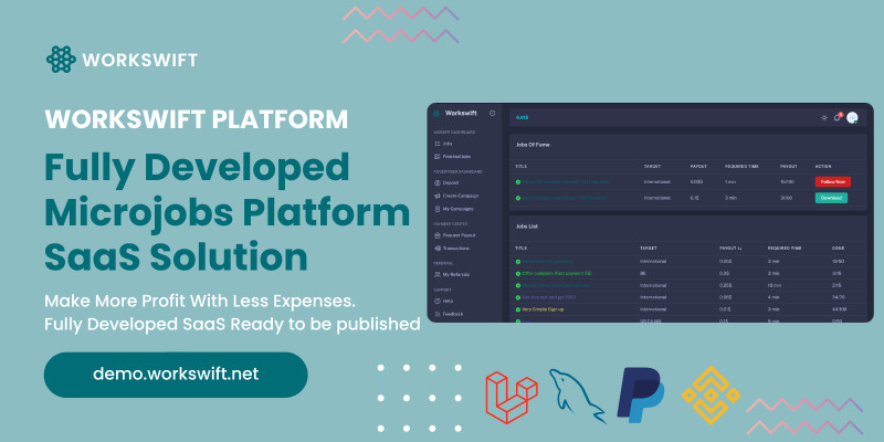 Workswift - Full Developed Microjobs Platform by Nabilkrs