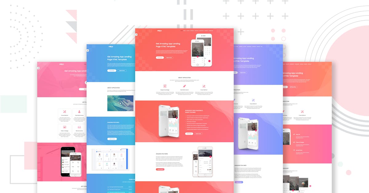 eApp - 5 in 1 App Landing Page HTML5 Template
