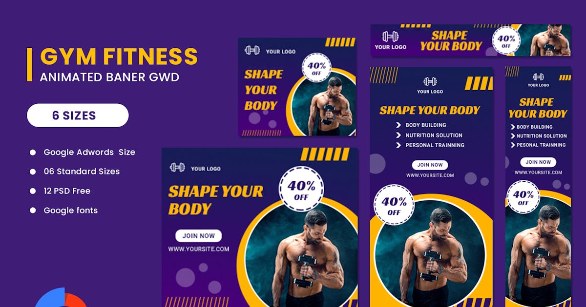 Fitness Google Adwords HTML5 Banner Ads GWD