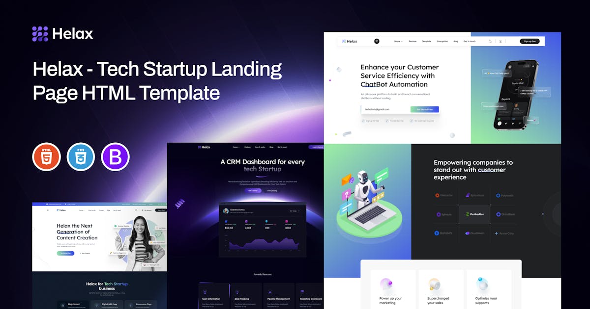 Helax - Tech Startup Landing Page Html Template
