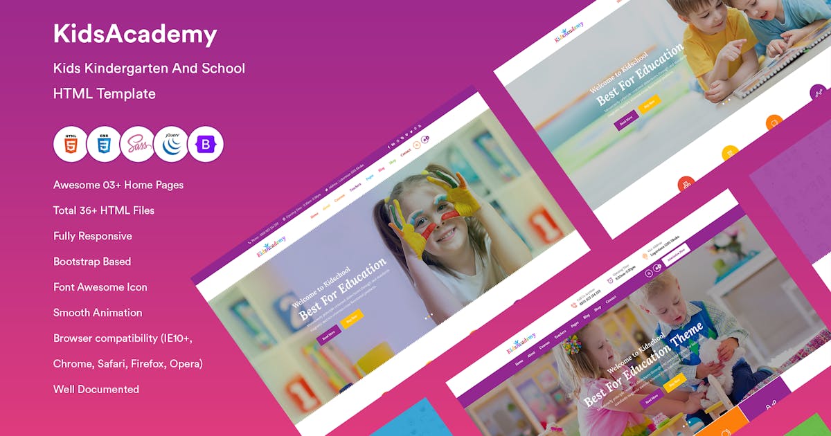 Kids Kindergarten & School HTML Template