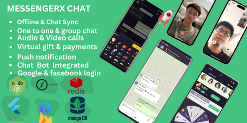 MessengerX - Flutter x NodeJS Chat Mobile App by Vengamo