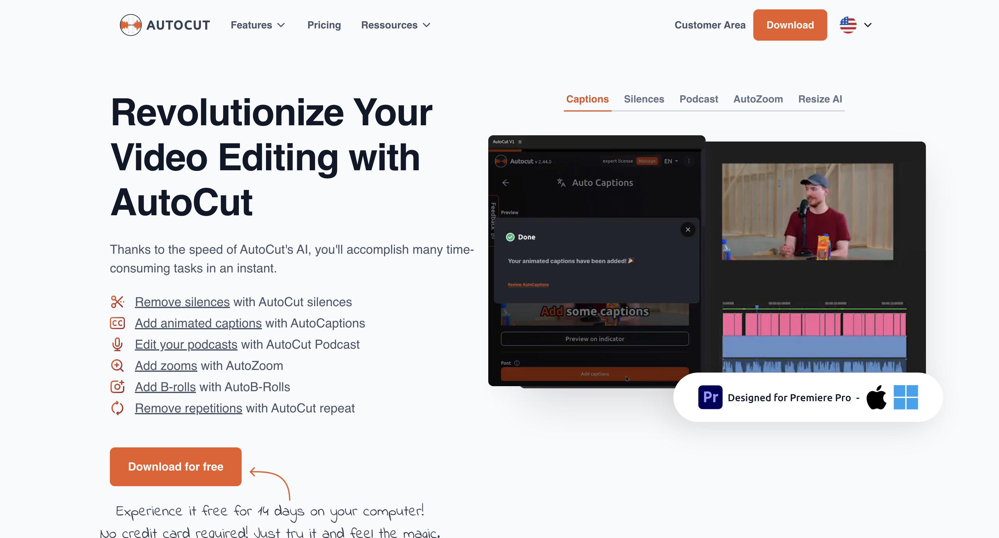 Automatic Silence Remover & Animated Captions | Premiere Pro Plugin | AutoCut icon