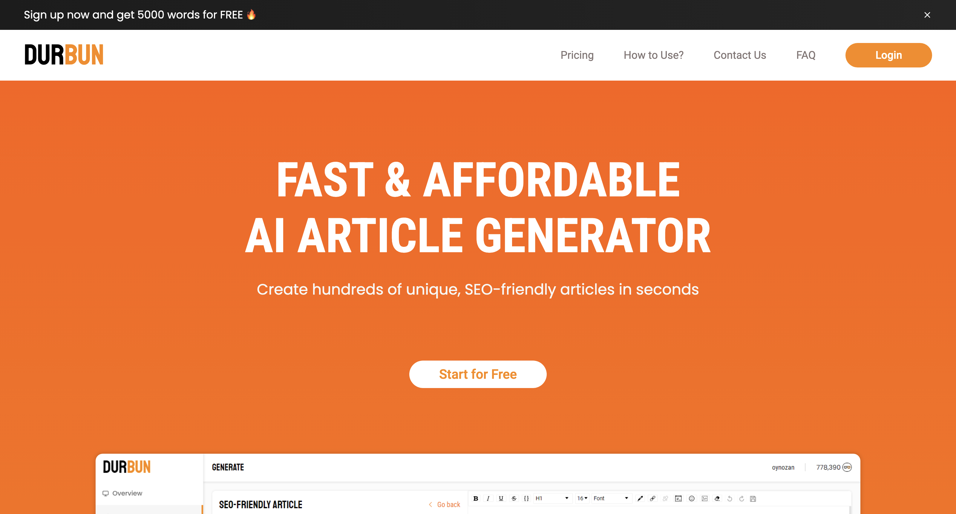 DURBUN | Generate SEO-friendly AI Articles in seconds icon