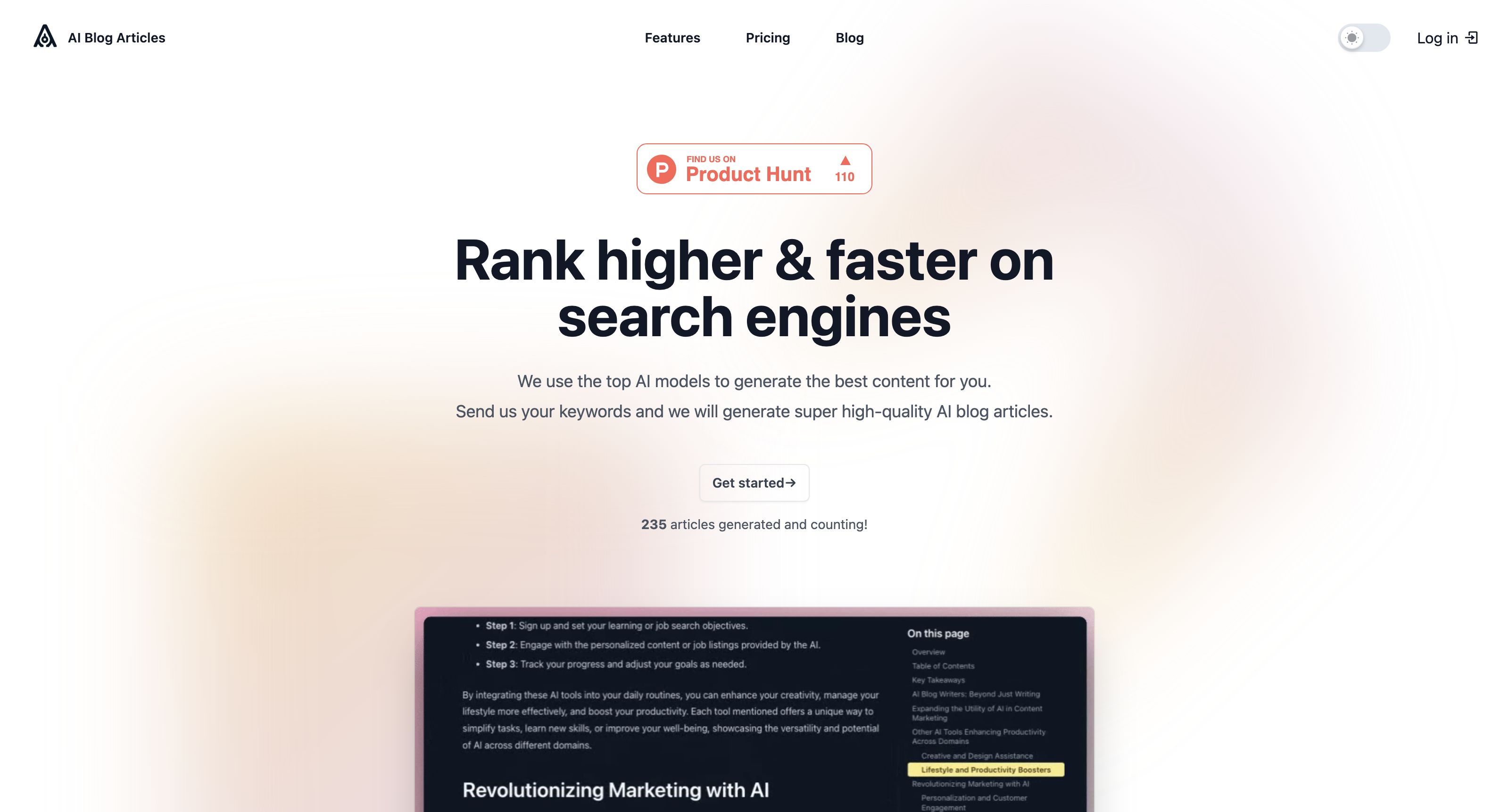 AI Blog Articles | Generate high-quality, SEO-optimized blog posts icon