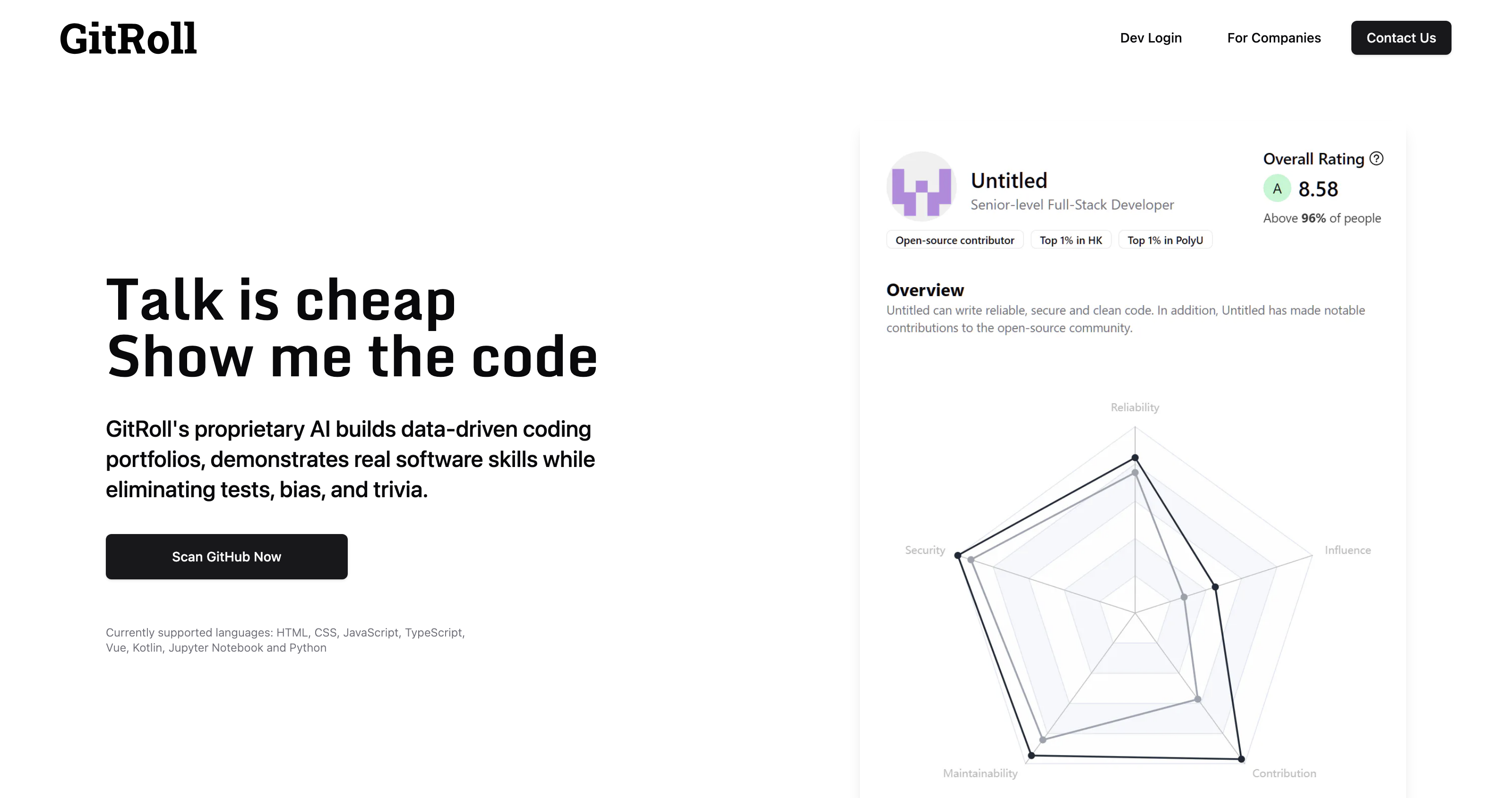GitRoll | Learn your candidate's real coding skills in minutes. icon