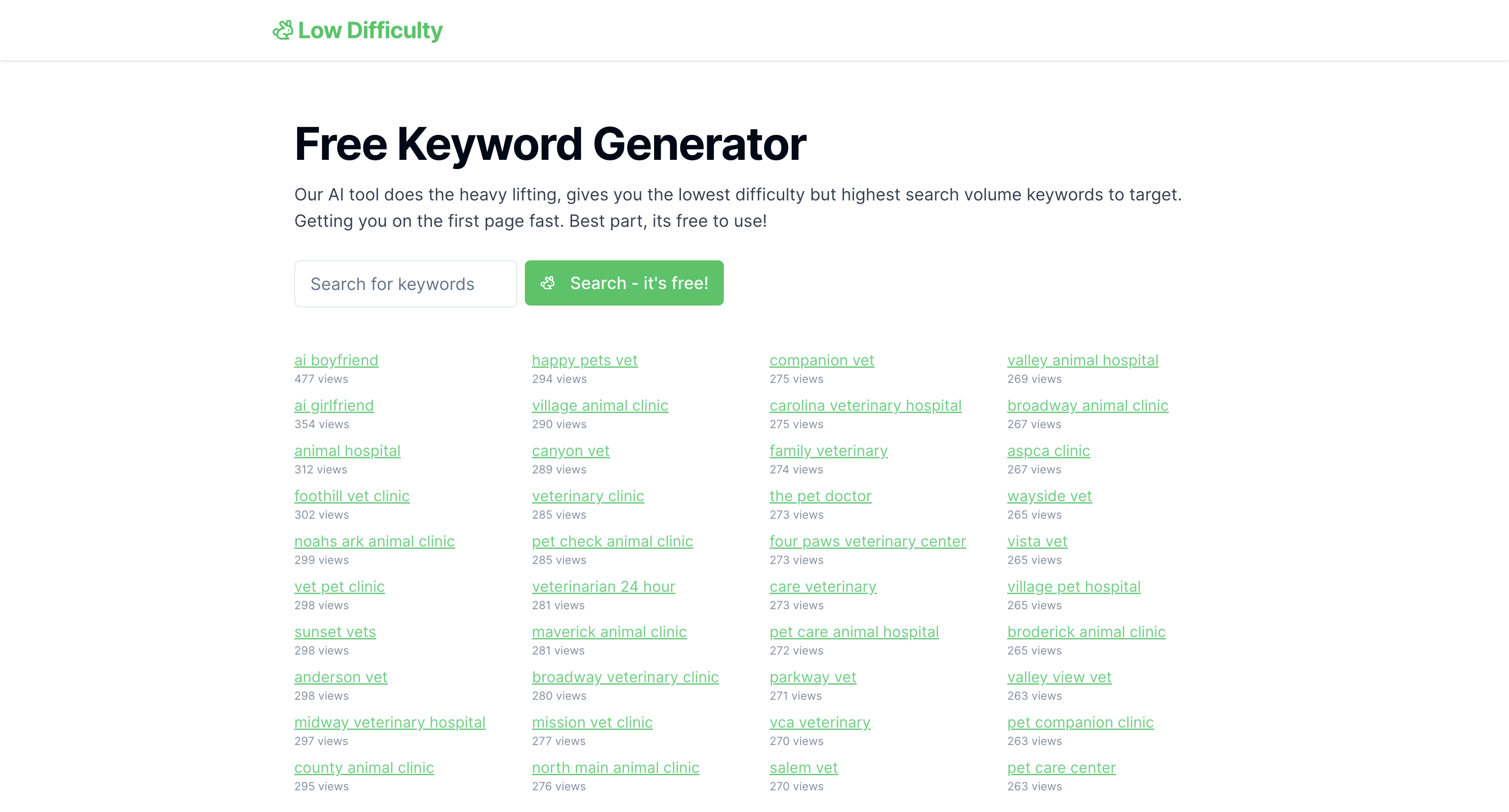 Free Keyword Generator | LowDifficulty.ai icon