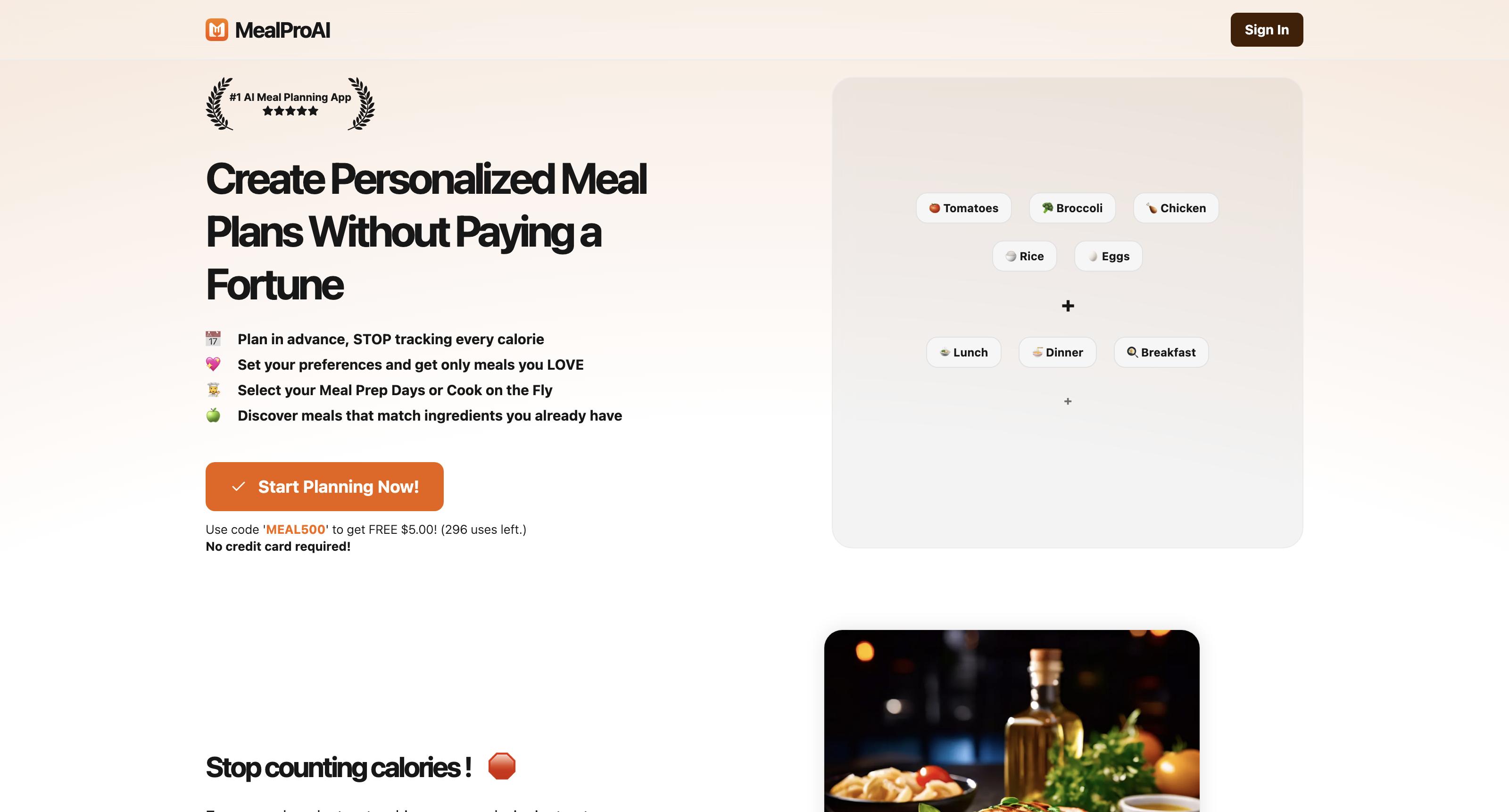 Create Personalized Meal Plans Without Paying a Fortune - MealProAI icon