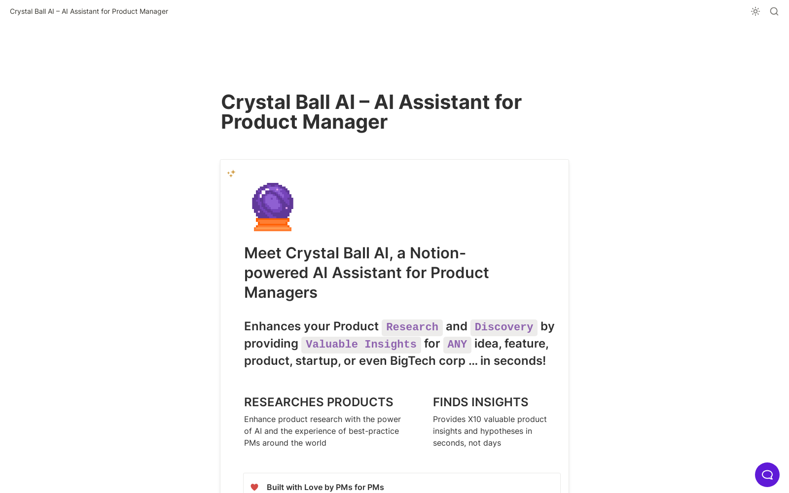 š® Crystal Ball ā AI Assistant for Product Managers