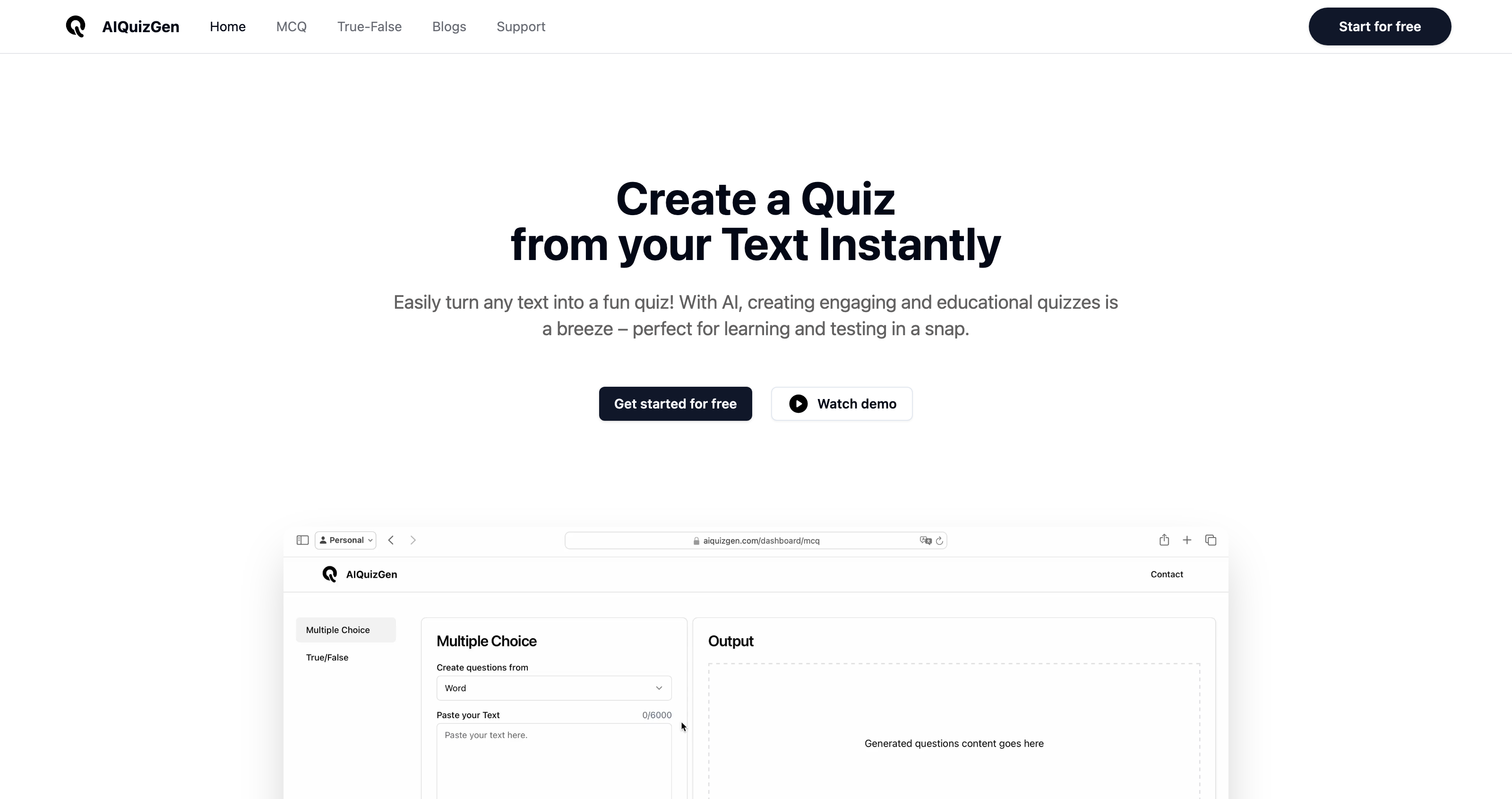 AI Quiz & Question Generator | AIQuizGen