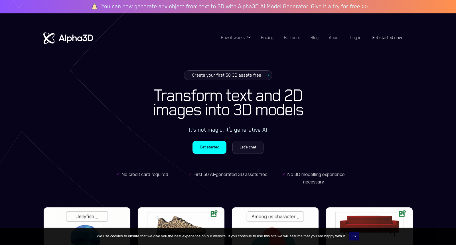 Transform text and 2D images into 3D assets with generative AI for free