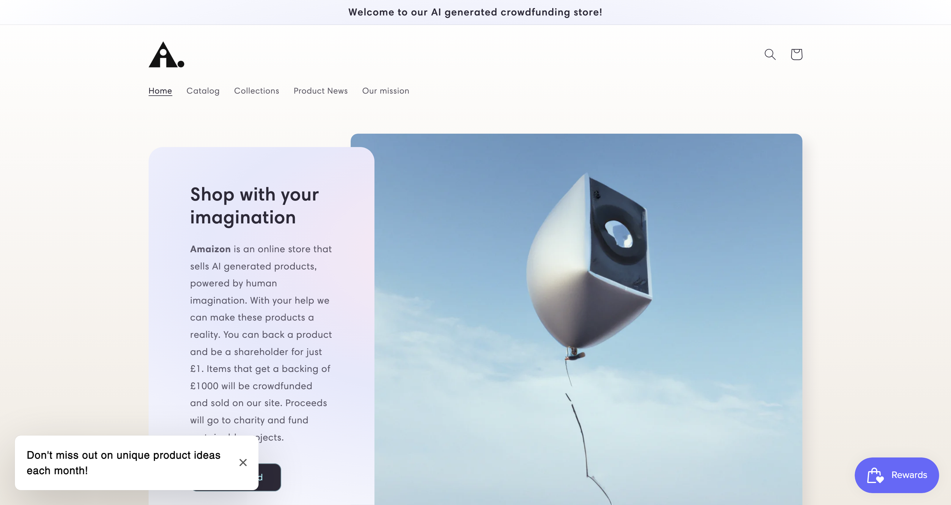 Amaizon AI powered e-commerce online store and crowdfunding platform