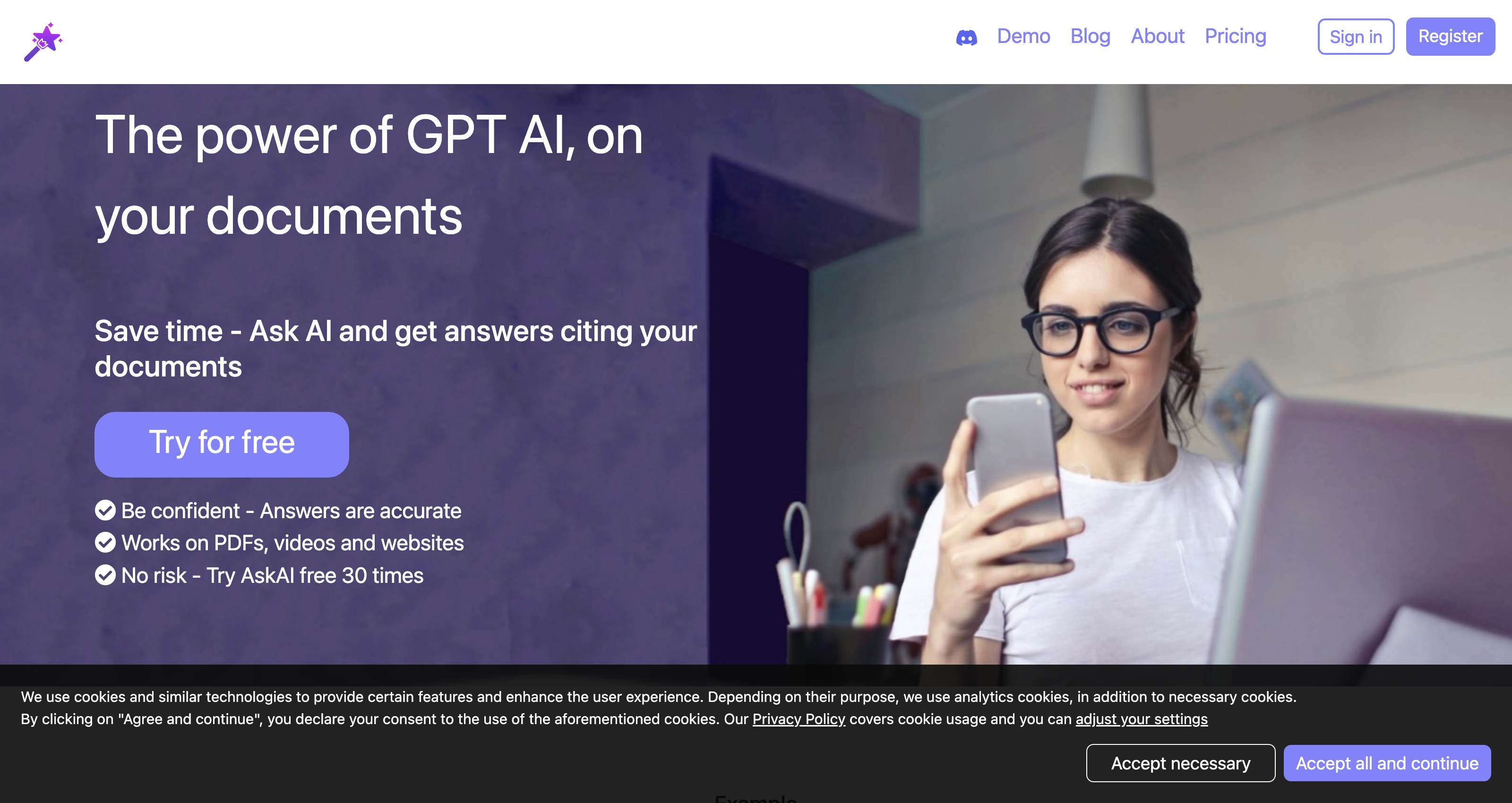 Ask AI about your documents/videos AnyQuestions.ai icon