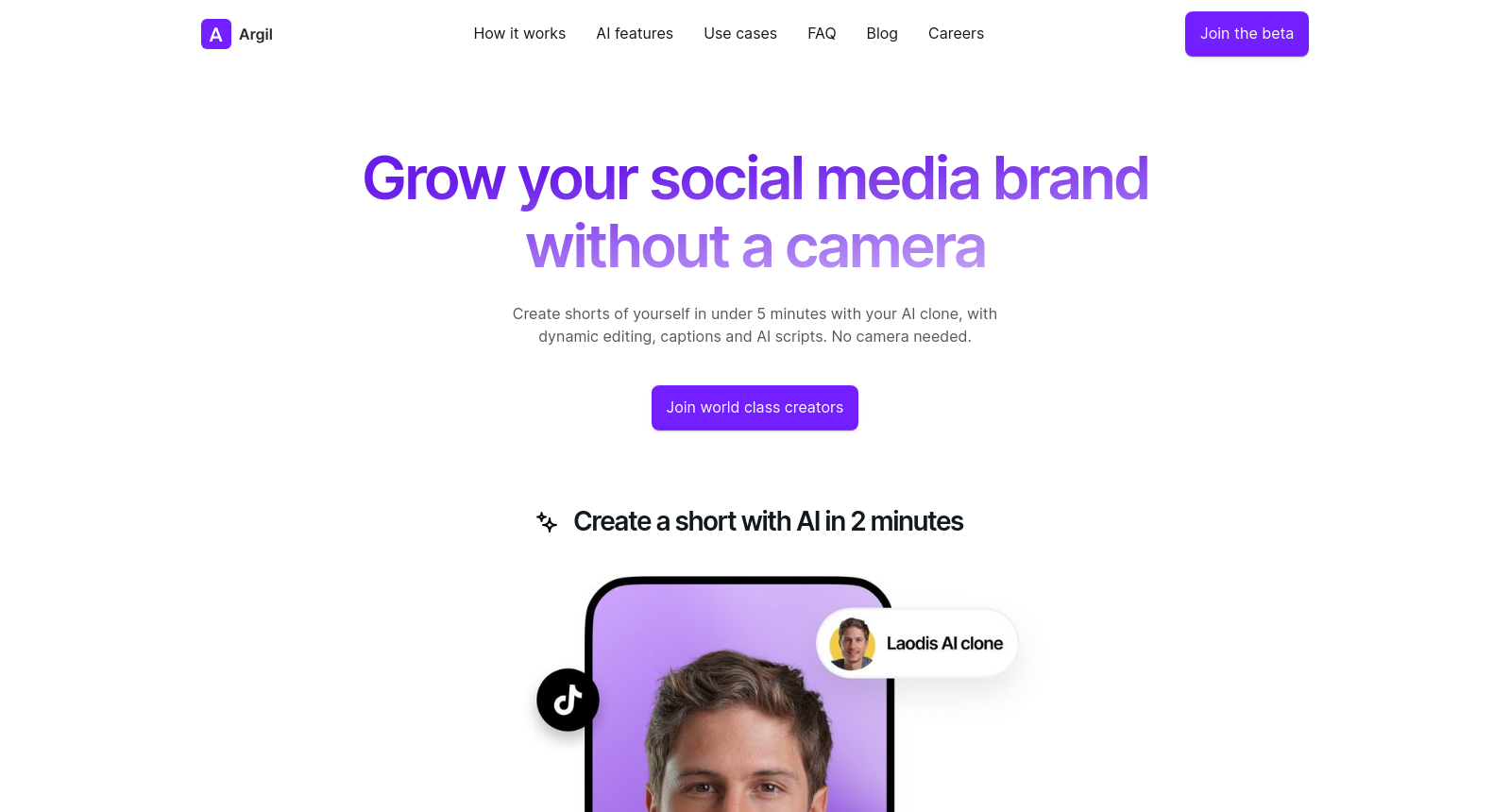 AI video shorts for social media in <2 minutes icon