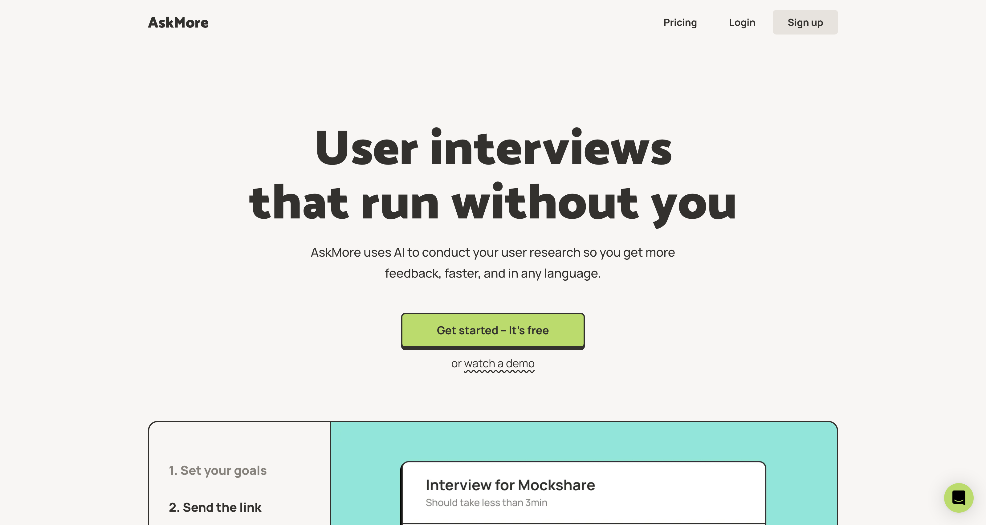 AskMore - User Interviews and Product Research conducted by AI