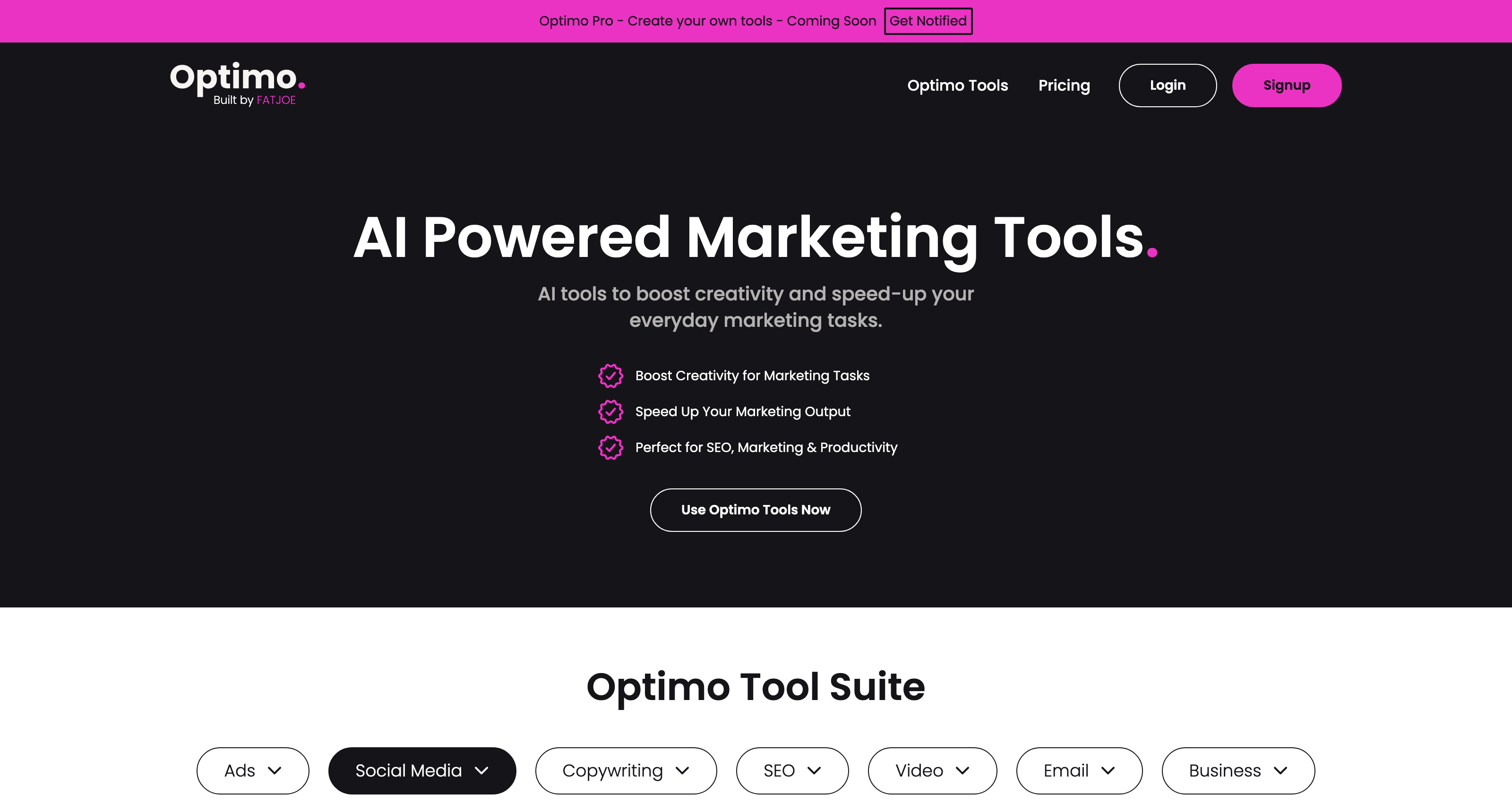 Optimo. AI Powered Marketing Tools
