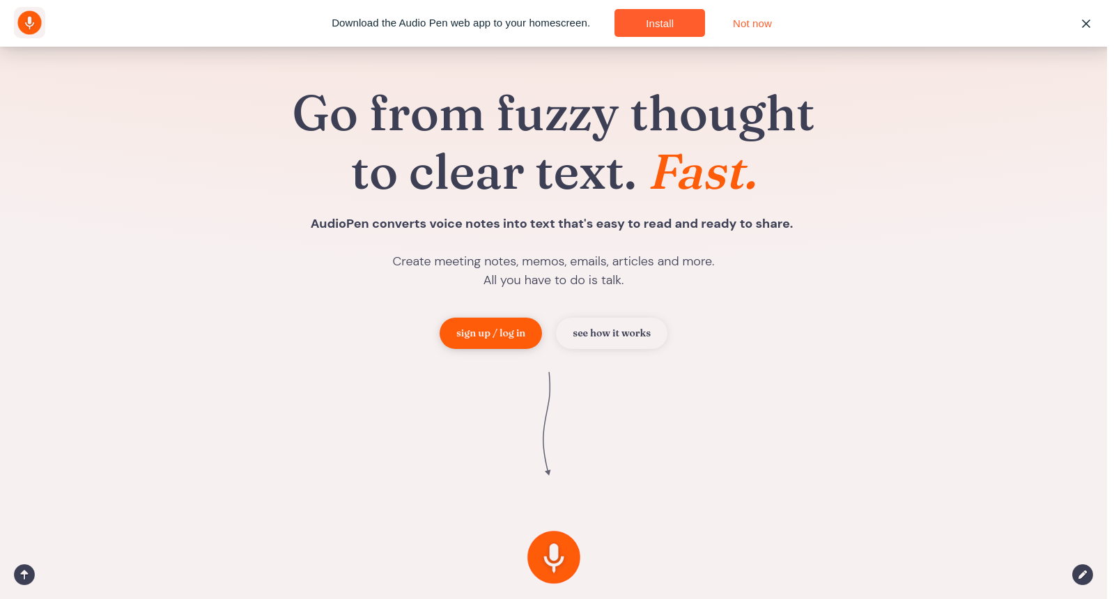 AudioPen | Go from fuzzy thought to clear text. Fast. icon
