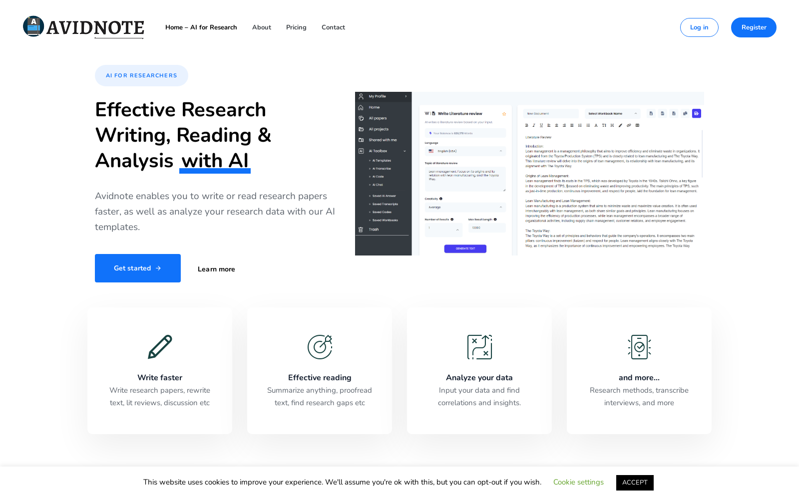 Avidnote - AI for Research Writing, Reading & Analysis - Avidnote