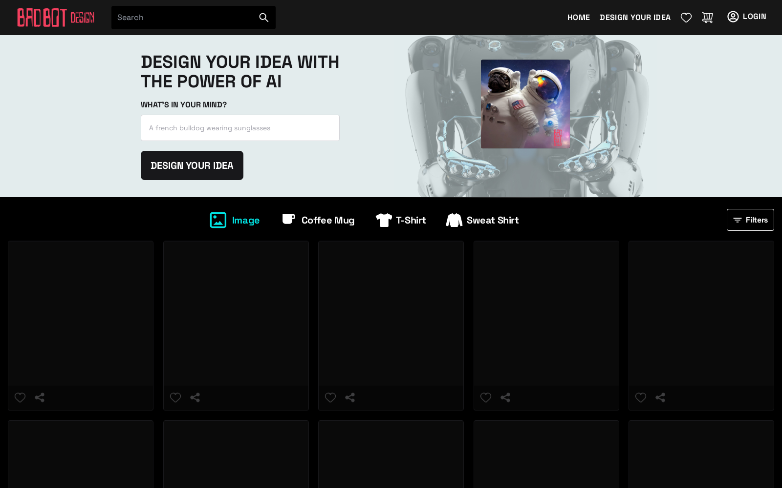 Bad Bot Design - Shop unique products with AI generated images icon