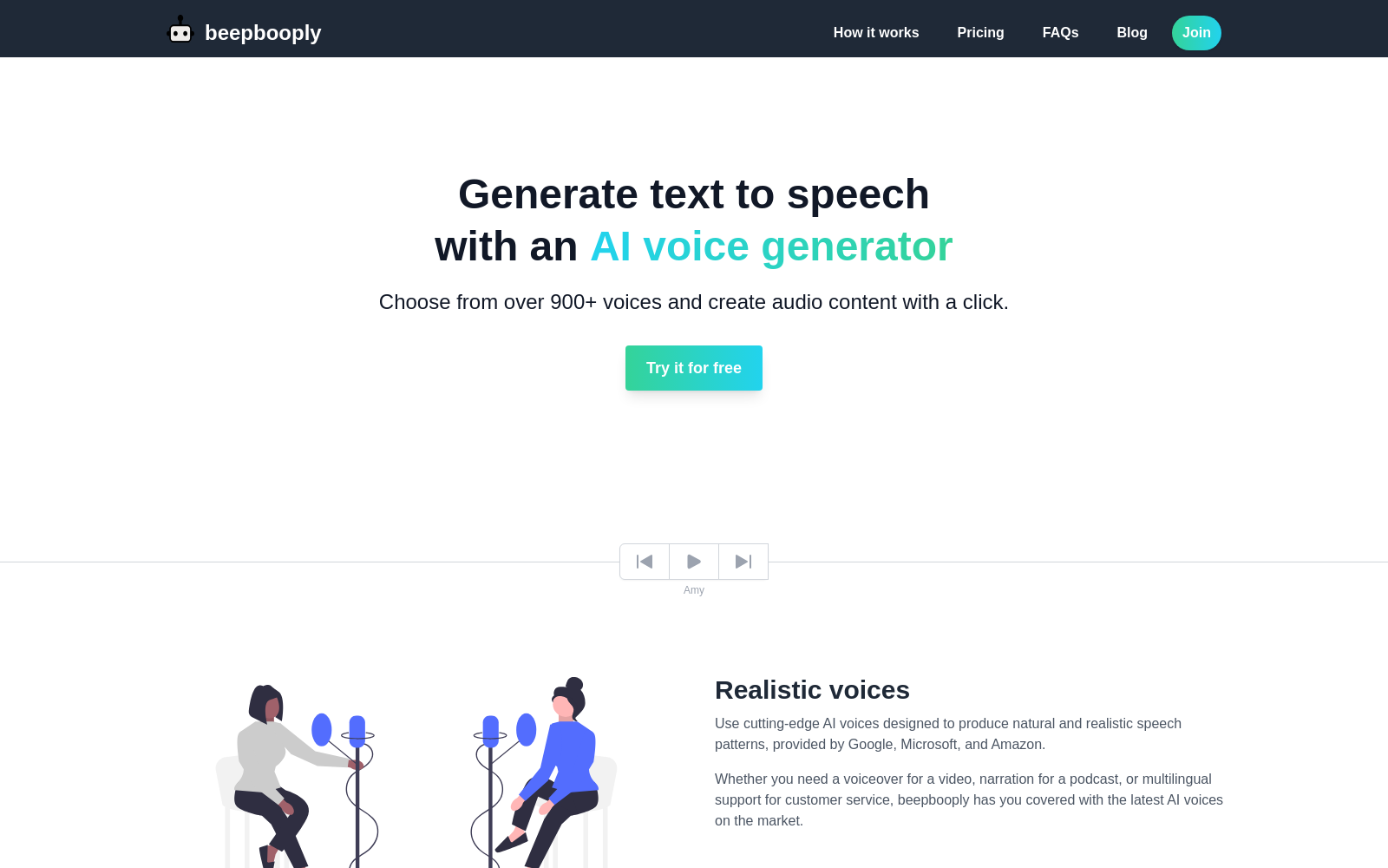 Text to speech with an AI voice generator - beepbooply