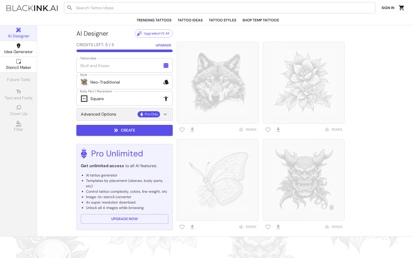 AI Tattoo Generator - BlackInk AI